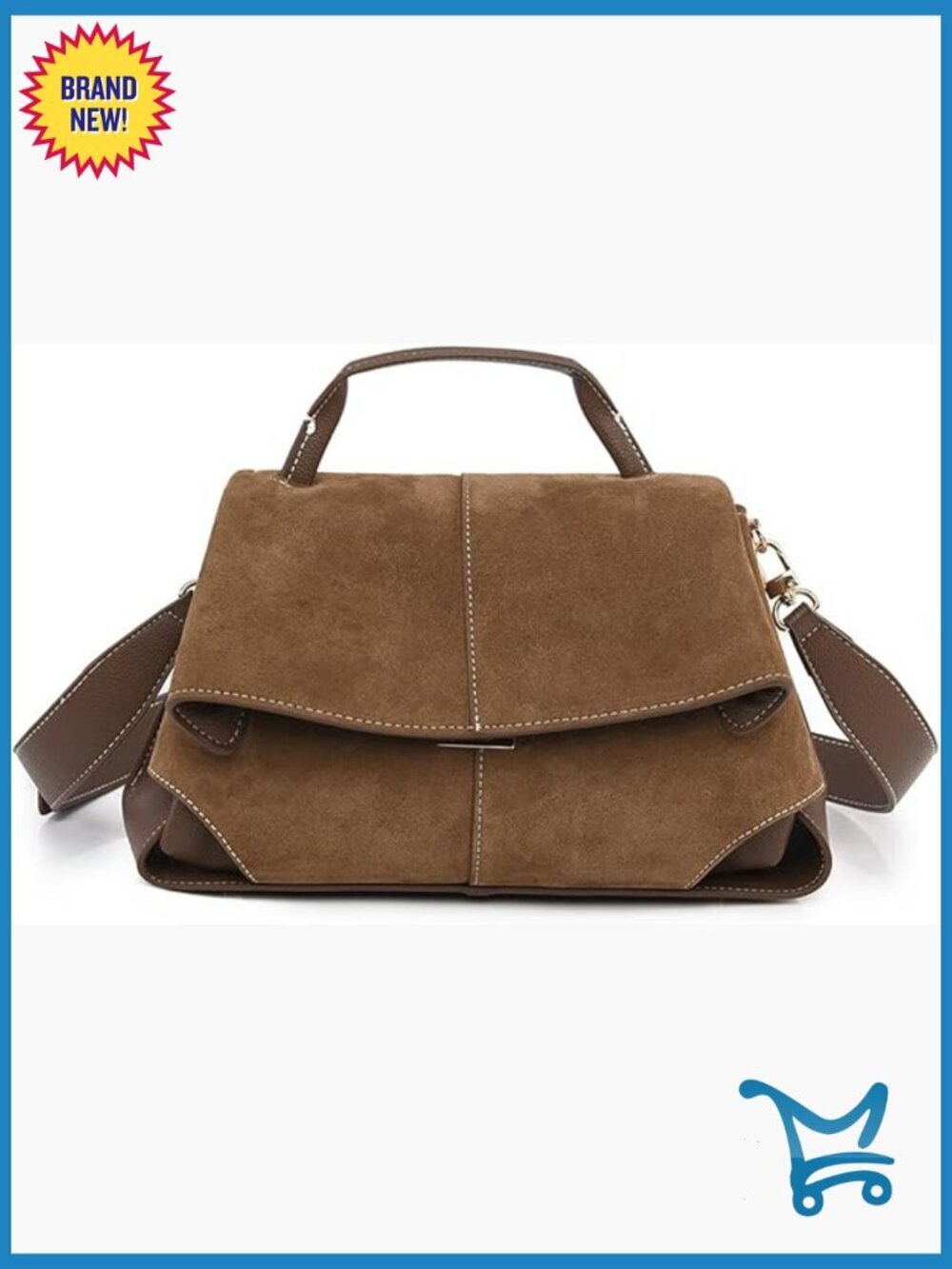 Large Leather Satchel Crossbody Bag with Adjustable Strap